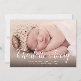 Kalligrafischer Name Foto Geburtsankündigung Einladung