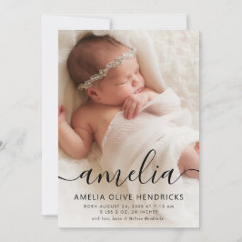 Kalligrafischer Name Foto Geburtsankündigung Einladung