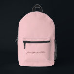 Kalligrafischer Name Rosa Farbe Weibliche Farbe Bedruckter Rucksack<br><div class="desc">Individuell modische, moderne, einfache Niedliche Vorlage Hochladen Bild-Foto-Bild oder Business-Logo hinzufügen Kalligraphie Skriptname oder Text rot Rosa Solid Color Zubehör / Taschen & Wallets / Backpack.</div>
