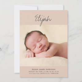 Kalligrafischer Name Terracotta Ein Foto Geburt Ankündigung