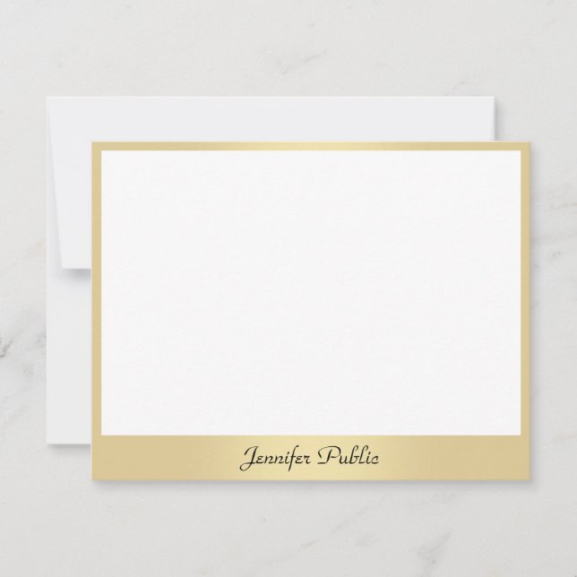 Kalligrafischer Skriptname Text Gold Elegante Vorl Mitteilungskarte (Vorderseite)