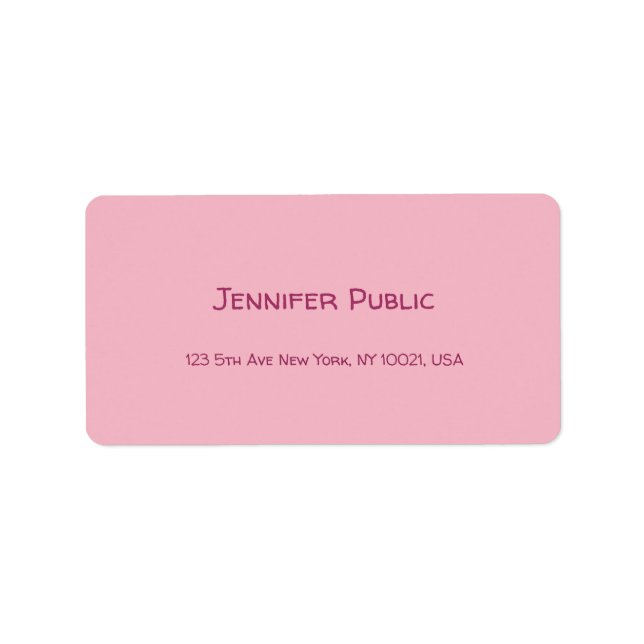 Kalligrafischer Skripttext Elegante Rosa Schlicht  Adressaufkleber (Vorne)