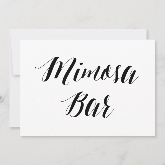 Kalligrafischer Stil "Mimosa Bar" Hochzeitszeichen Einladung (Vorderseite)