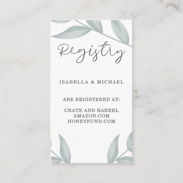 Kalligrafisches Botanisches Hochzeitsgeschenk Begleitkarte (Vorderseite)