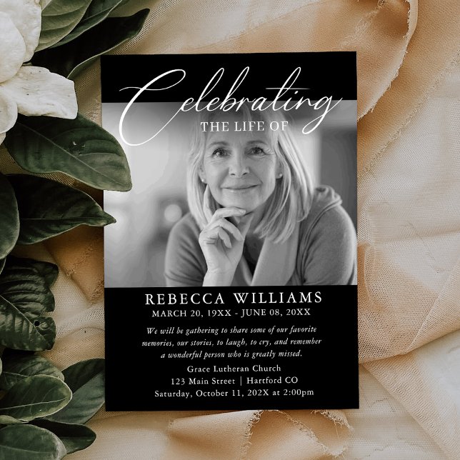 Kalligrafisches Foto Beerdigung Lebensfeier Einladung (Von Creator hochgeladen)