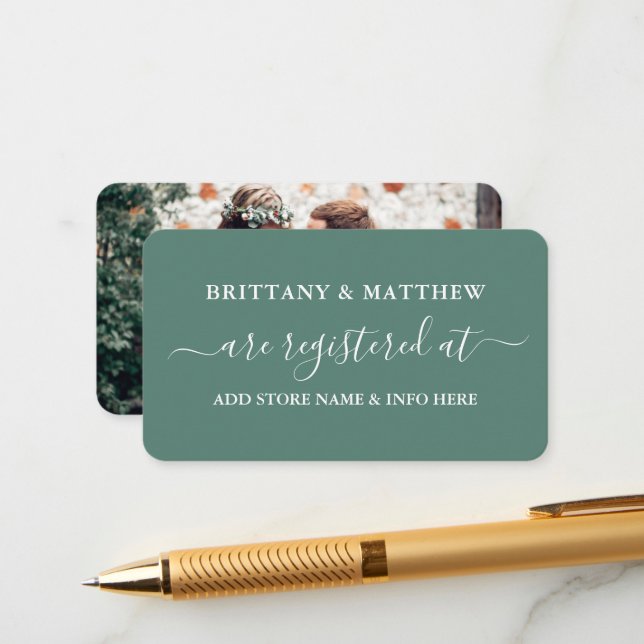 Kalligrafisches Foto Eucalyptus Green Begleitkarte (Vorderseite/Rückseite Beispiel)