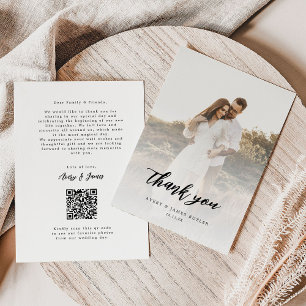 Kalligrafisches Foto Qr Code Hochzeit Dankeskarte