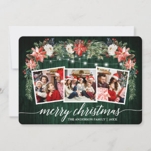 Kalligrafisches Grünes Holz Wasserfarben Foto 3 Feiertagskarte