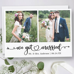 Kalligrafisches Herz Wir Got Verheiratet 2 Foto Ho Ankündigung