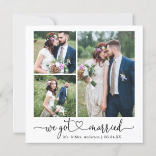 Kalligrafisches Herz Wir Got Verheiratete Hochzeit Ankündigung