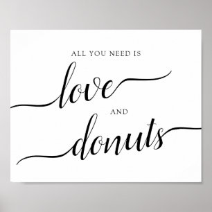 Kalligrafisches Hochzeitssegment "Liebe und Donuts Poster