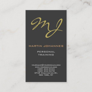 Kalligrafisches Monogramm Gold Grau Visitenkarte