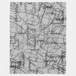Kalligrafisches Muster schwarzer Signaturen auf Gr Fleecedecke