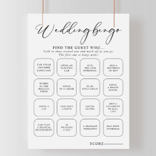 Kalligrafisches Schwarz-Weiß-Hochzeit-Bingospiel