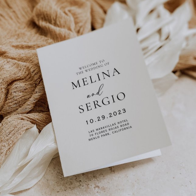 Kalligrafisches Schwarz-Weiß-Hochzeitsprogramm Programm (Von Creator hochgeladen)