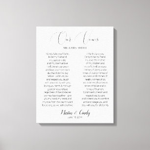 Kalligrafisches Skript Hochzeitsvows Canvas Print Leinwanddruck