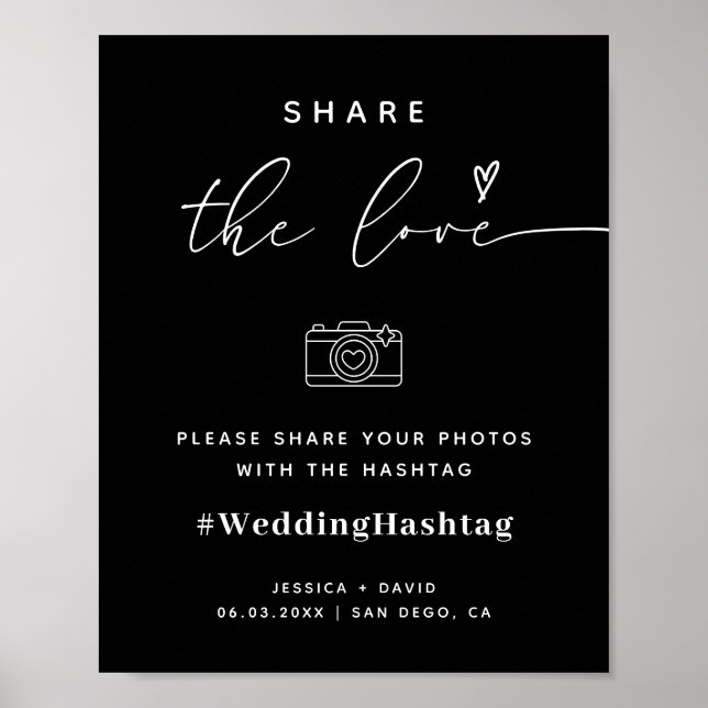 Kalligrafisches Skript teilen Sie die Liebe Weddin Poster (Vorne)