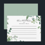 Kalligrafisches Skriptblatt Hochzeitsratenkarte Postkarte<br><div class="desc">Diese Kalligraphie-Schriftzeichen Hochzeitsratenkarte ist perfekt für eine moderne Hochzeit. Das Design ist mit Aquarellfarben handgezeichnet eleganten botanischen Eukalyptuszweigen und Blätter, die in schönen Bouquets und geometrischen Mustern angeordnet sind. Diese Karten sind ideal für Hochzeiten, Brautparty, Babydusche, Graduiertenfest u.v.m. Personalisieren Sie die Karten mit den Namen der Braut und Bräutigam, den...</div>