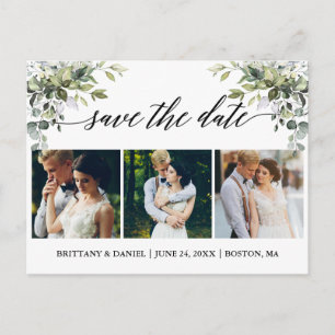 Kalligraphie 3 Foto Grüne Save the Date Postkarte