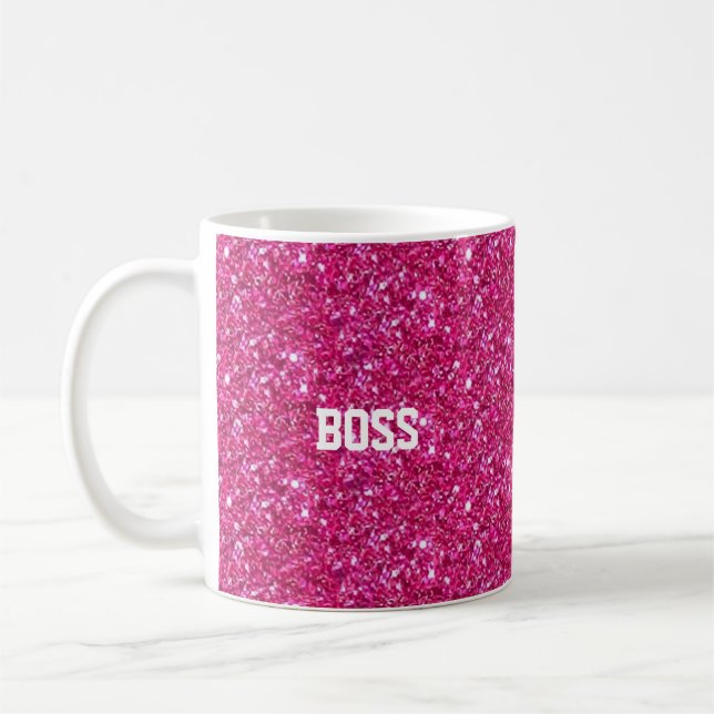 Kalligraphie auf glitzerndem Rosa Kaffeetasse (Links)