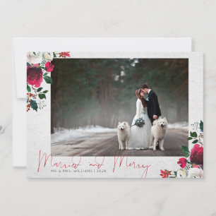 KALLIGRAPHIE + BLOOM Merry und Verheiratetes Fot Feiertagskarte