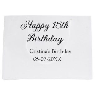 Kalligraphie einfach minimale glückliche 15. Gebur Große Geschenktüte
