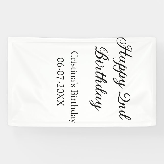 Kalligraphie einfach minimale glückliche 2. Geburt Banner (Horizontal)