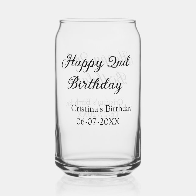 Kalligraphie einfach minimale glückliche 2. Geburt Dosenglas (Vorderseite)