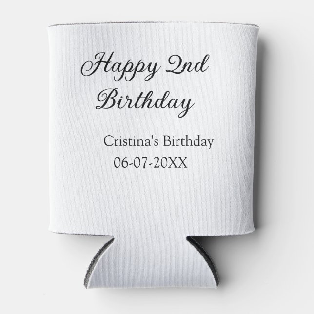 Kalligraphie einfach minimale glückliche 2. Geburt Dosenkühler (Vorderseite)