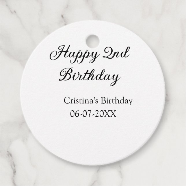 Kalligraphie einfach minimale glückliche 2. Geburt Geschenkanhänger (Vorderseite)