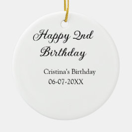 Kalligraphie einfach minimale glückliche 2. Geburt Keramik Ornament