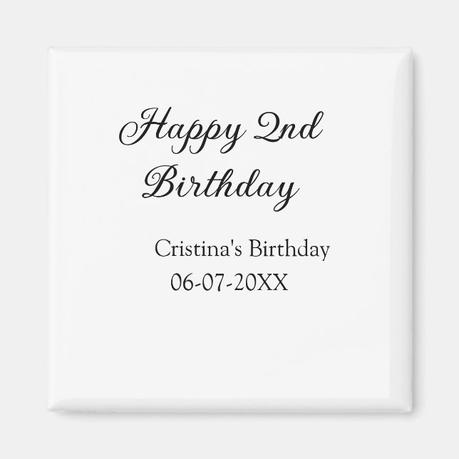 Kalligraphie einfach minimale glückliche 2. Geburt Magnet (Vorne)