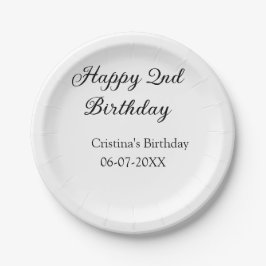 Kalligraphie einfach minimale glückliche 2. Geburt Pappteller