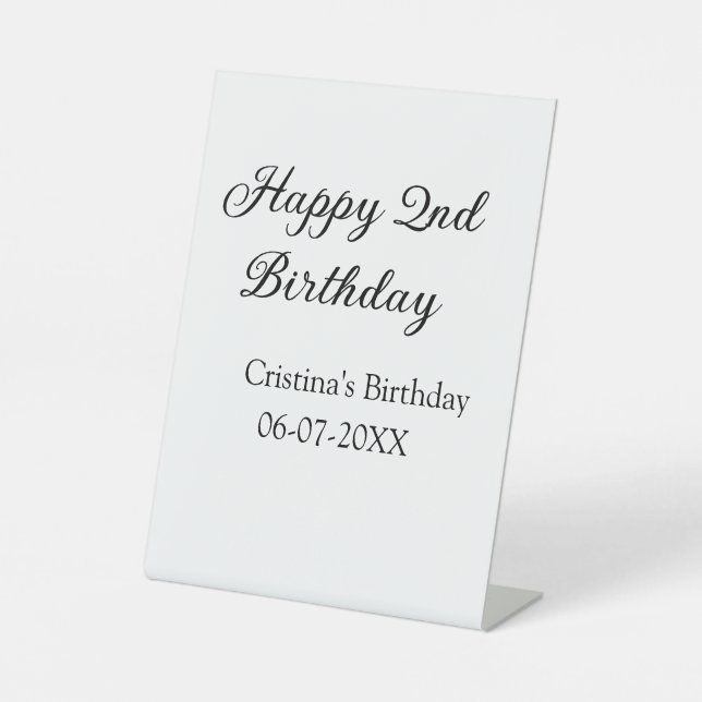 Kalligraphie einfach minimale glückliche 2. Geburt Sockelschild (Vorderseite)