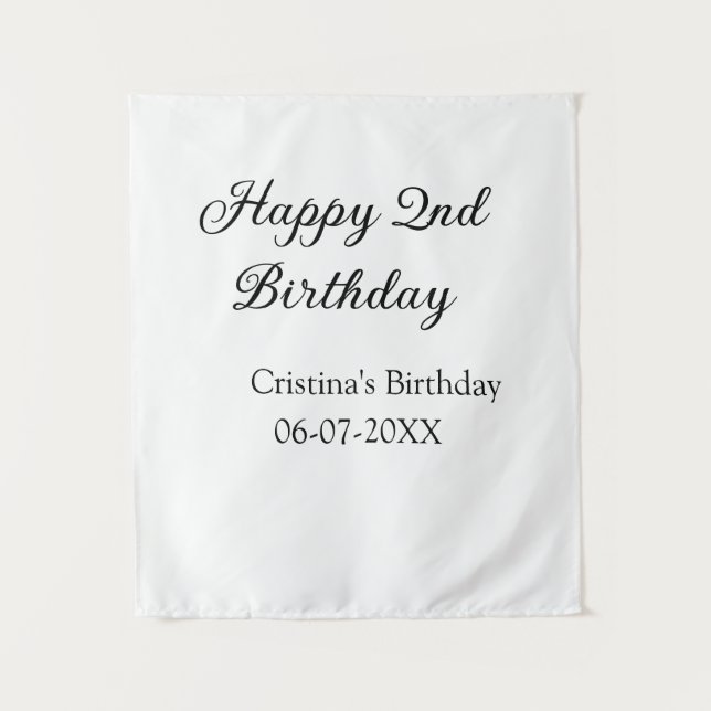 Kalligraphie einfach minimale glückliche 2. Geburt Wandteppich (Vorderseite)