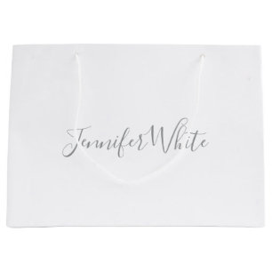 Kalligraphie Elegant Bold Retro Grau Weißer Name Große Geschenktüte
