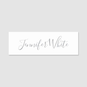 Kalligraphie Elegant Bold Retro Grau Weißer Name Namensschild