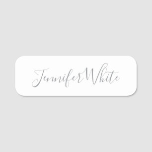 Kalligraphie Elegant Bold Retro Grau Weißer Name Namensschild