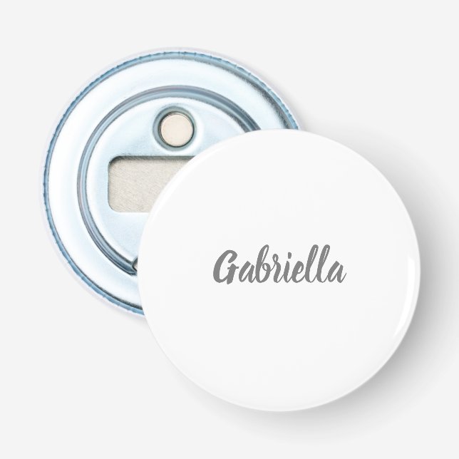 Kalligraphie Elegant Grau Weiß Schlicht Einfache B Flaschenöffner (Vorderseite)