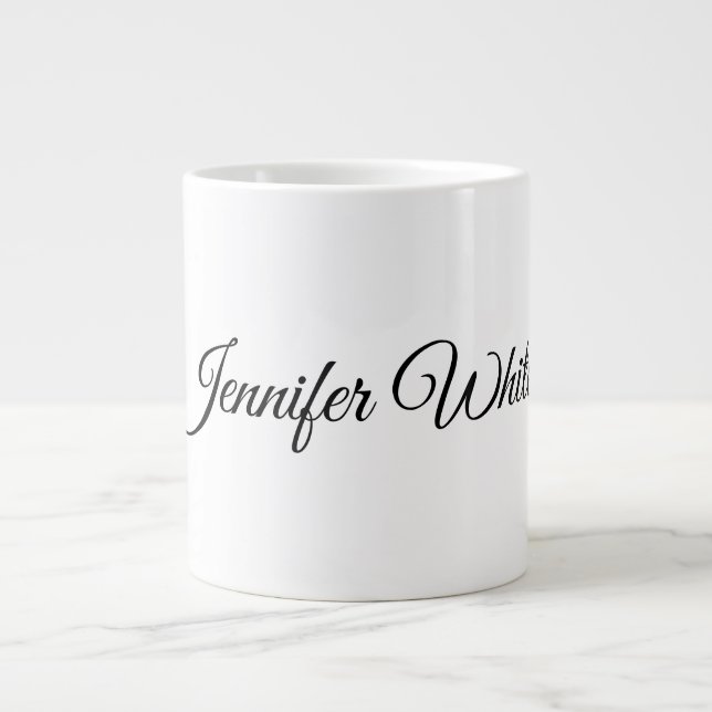 Kalligraphie Elegant Schwarz & Weiß Retro Jumbo-Tasse (Vorderseite)