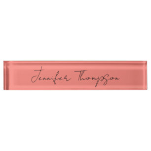 Kalligraphie Eleganto Coral Pink Schlicht Einfache Namensplakette