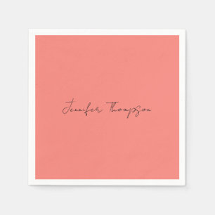 Kalligraphie Eleganto Coral Pink Schlicht Einfache Serviette