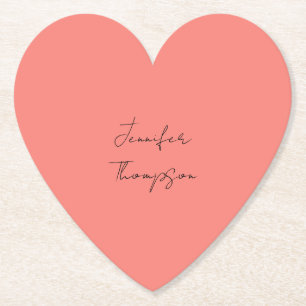 Kalligraphie Eleganto Coral Pink Schlicht Einfache Untersetzer