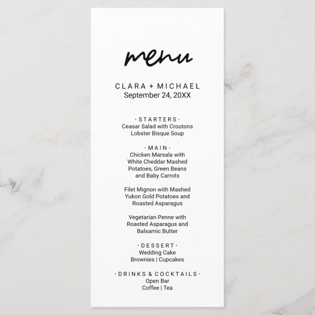 Kalligraphie Foto Back Dinner Menu Card Menükarte (Vorderseite)