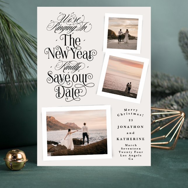 Kalligraphie Foto Collage neues Jahr frohe Weihnac Save The Date (Von Creator hochgeladen)