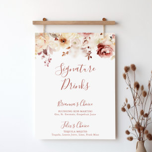 Kalligraphie Graceful Floral Signature Drinks unte Poster