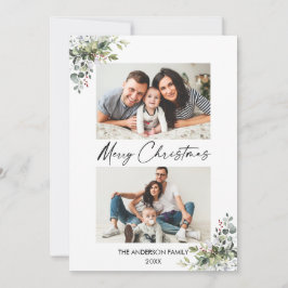 Kalligraphie-Grafik-Script-Grüne Berries 2 Foto Feiertagskarte