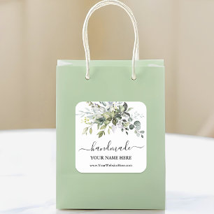Kalligraphie Handmade Watercolor Greenerie Quadratischer Aufkleber