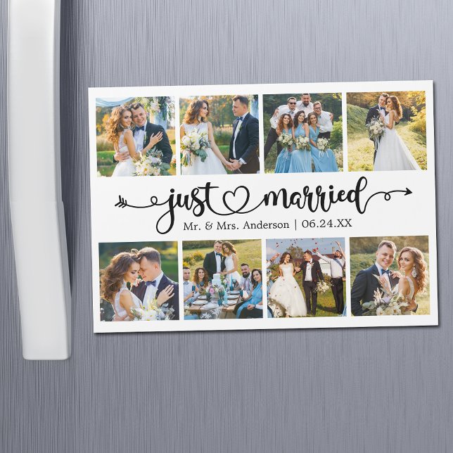 Kalligraphie Herz 8 Foto Nur verheiratete Magnet-K Magnetkarte (Customize to change your personalized text size or text style.)