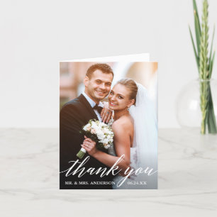 Kalligraphie Hochzeitbräune und Foto Dankeskarte